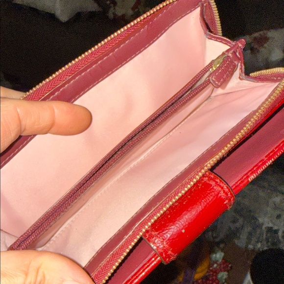 Coach Cherry Red Embossed Wallet with Gold Turnlock - Picture 5 of 11